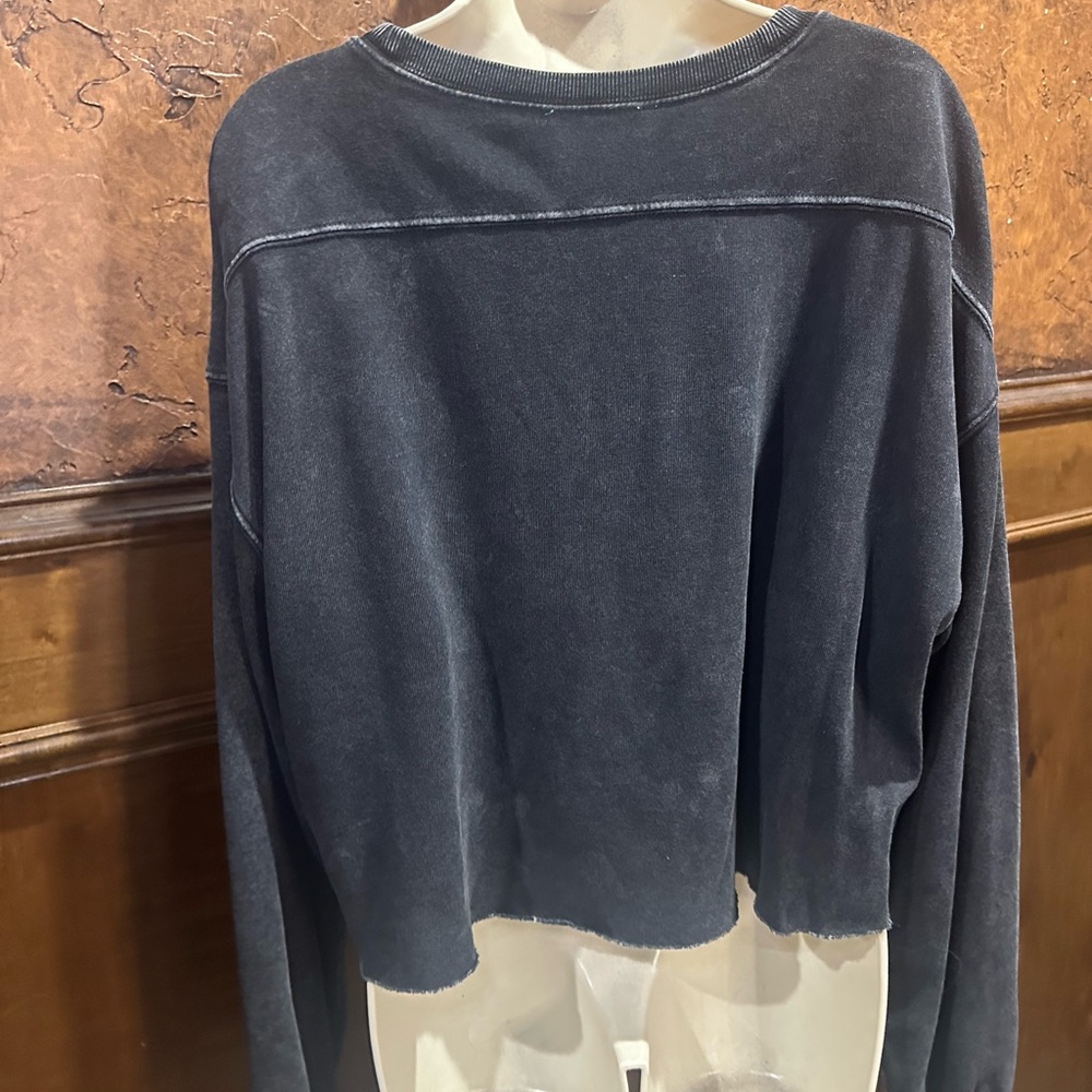 NWOT SIZE L Double Zero Charcoal Cropped Sweatshirt - Picture 6 of 10